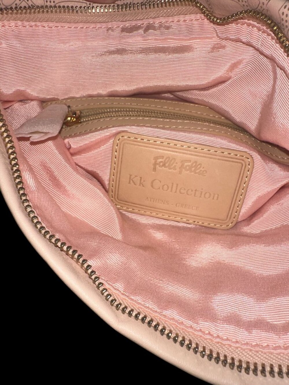 Folli Follie Purse Pale Pink Leather Perforated Heart Fold-over Clutch Greece - Picture 10 of 11